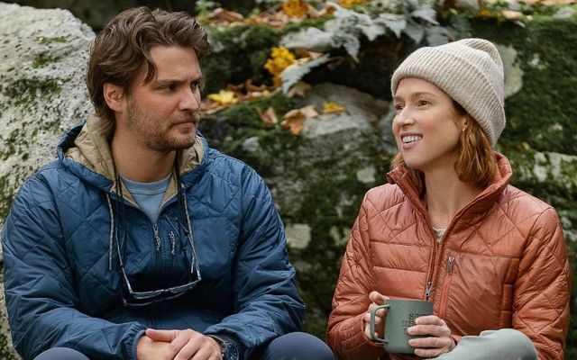 Luke Grimes as Jake and Ellie Kemper as Helen in \"Happiness for Beginners.\"