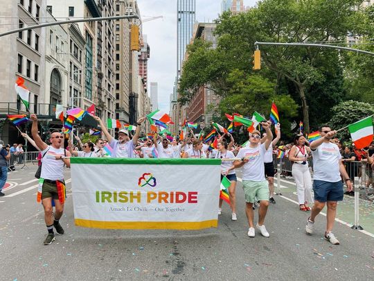 The Irish Consulate’s banner at the Pride march.