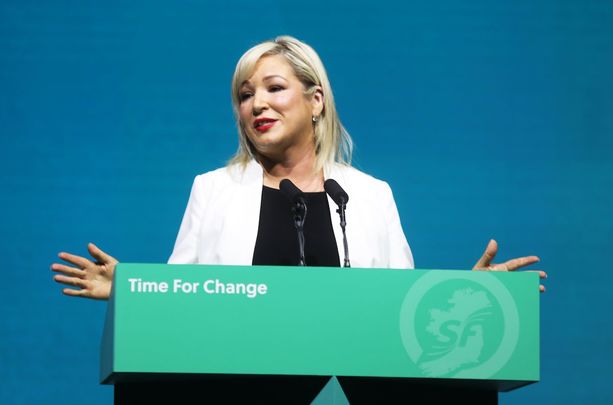 Michelle O Neill speaking at the Sinn Fein Ard Fheis in 2022.