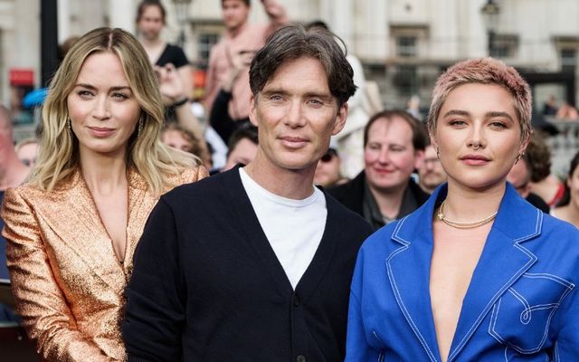 July 12, 2023: Emily Blunt, Cillian Murphy, and Florence Pugh attend the photocall for \"Oppenheimer\" in Trafalgar Square in London, England.