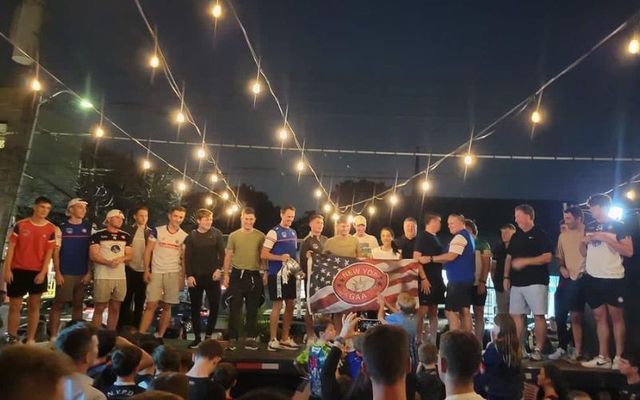 July 17, 2023: The New York GAA junior team welcomed home at Ned Devine\'s Saloon on McLean Avenue in Yonkers, New York after winning the GAA All-Ireland Junior Football Championship in Dublin.
