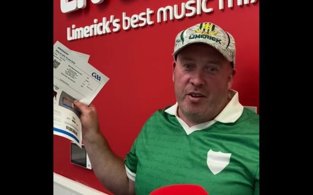 Padraig O\'Carroll with his two All-Ireland Senior Hurling Championship tickets that he\'s donating to a friend.