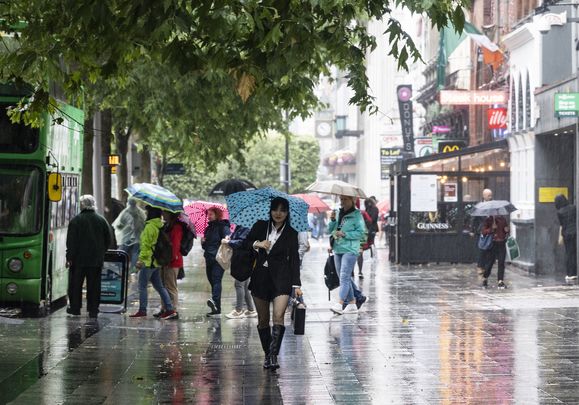 O\'Connell Street, Dublin: July in Ireland saw 215% of predicted rainfaill.