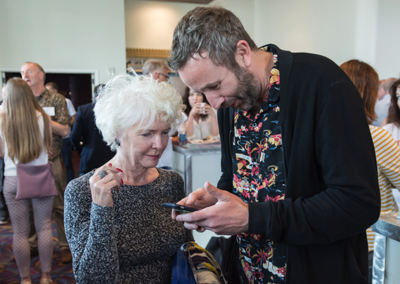 Patrons Fionnula Flanagan and Chris O\'Dowd having out at an IrelandWeek event.