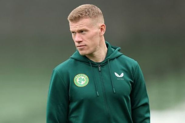 March 27, 2023: James McClean of Republic of Ireland inspects the pitch prior to the UEFA EURO 2024 qualifying round group B match between Republic of Ireland and France at Dublin Arena in Dublin, Ireland.