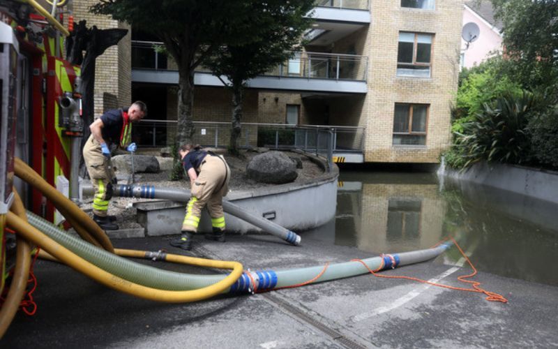 Several people evacuated from their homes after flash flooding in Dublin