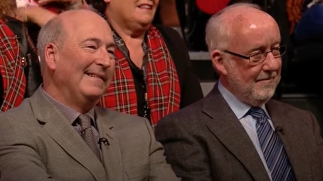 Sean and Frank O\'Meara on RTE\'s \"Late Late Show\" in 2019.