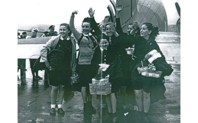 Some of the French Girl Guides before their flight to Ireland.