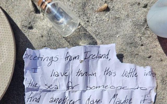 The Irish message in a bottle found by Frank Bolger on a beach in Wildwood, New Jersey on August 17.