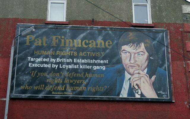 December 9, 2004: Republican murals for the murdered solicitor Pat Finucane on the Falls Road area in Belfast.