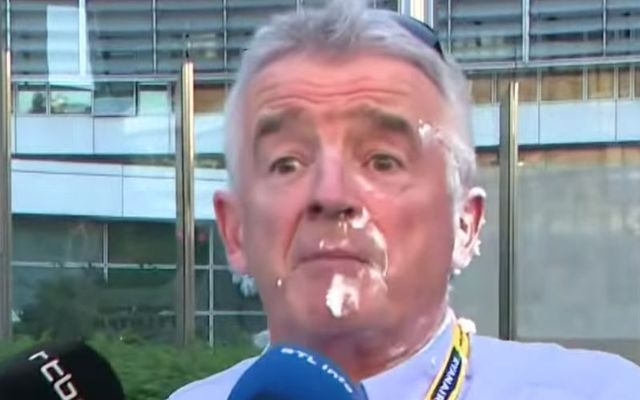 September 7, 2023: Ryanair CEO Michael O\'Leary continued speaking with reporters in Belgium after protestors smashed cake in his face.