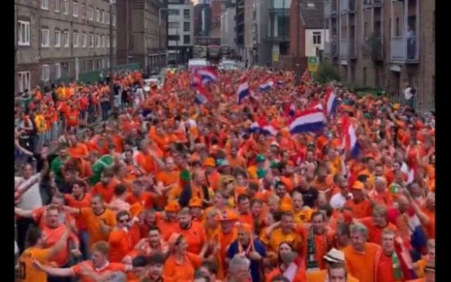Dutch fans in Dublin on Sunday. 