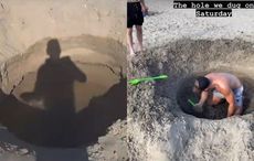 WATCH: Dublin beach's "suspected meteorite crater" was actually dug by lads with toys
