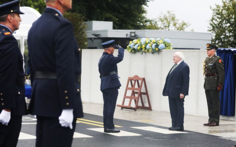 Michael D. Higgins lays wreath at refurbished Garda memorial in Dublin