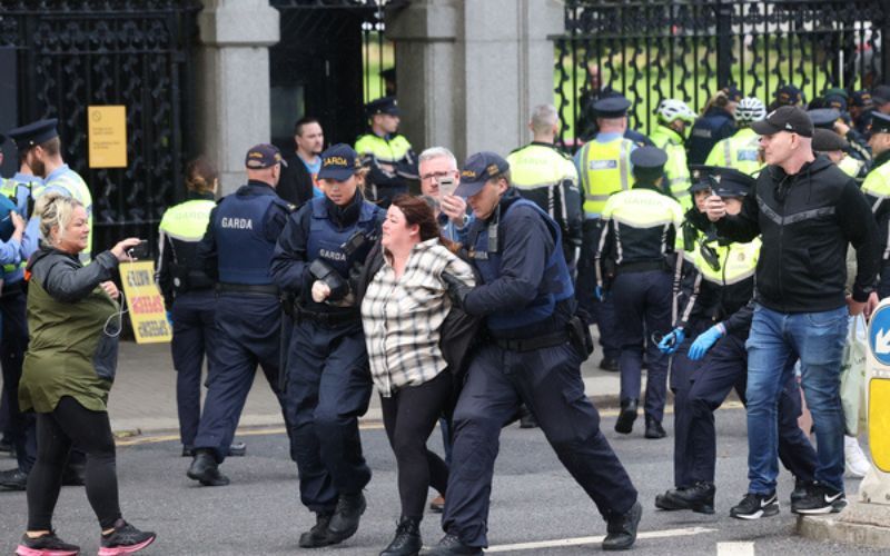 13 arrested following far-right protest outside Irish government buildings