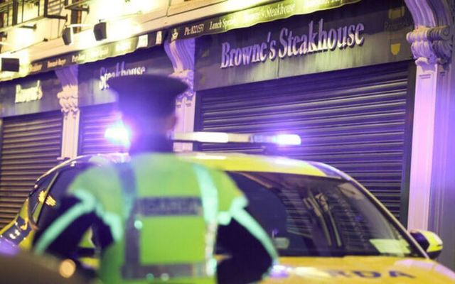 The scene outside Browne\'s Steakhouse in Blanchardstown, Dublin after the serious incident on December 24.