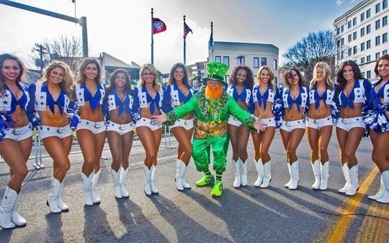 The Dallas Cowboys Cheerleaders will be making their ninth appearance in the First Ever 21st Annual World\'s Shortest St. Patrick’s Day Parade in Hot Springs, Arkansas.