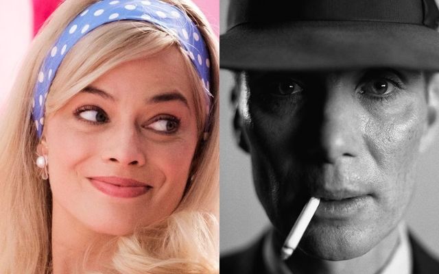 Margot Robbie in \"Barbie\" and Cillian Murphy in \"Oppenheimer.\"