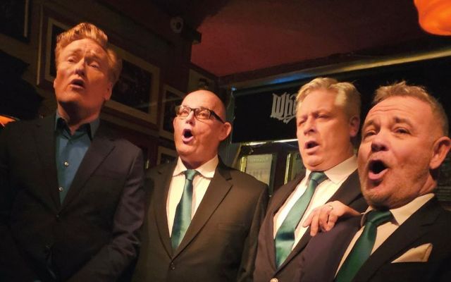 Conan O\'Brien joined The Irish Tenors for a bit of a singsong in Dublin\'s Whelan\'s venue on January 11, 2024.