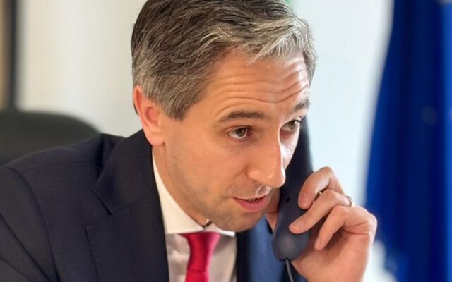 June 17, 2024: Taoiseach Simon Harris on the phone with US President Joe Biden.