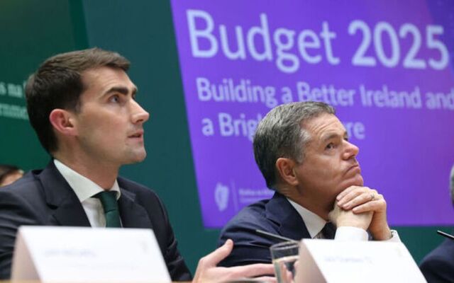 Minister for Finance, Jack Chambers and Minister for Public Expenditure, National Development Plan Delivery and Reform, Paschal Donohoe at Budget 2025