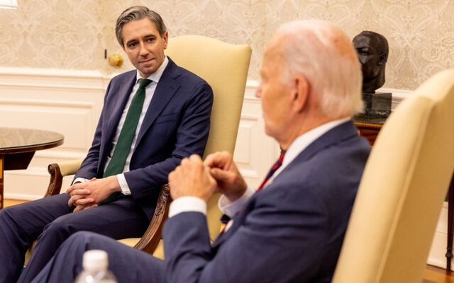 October 9, 2024: Ireland\'s Taoiseach Simon Harris with US President Joe Biden in The White House.