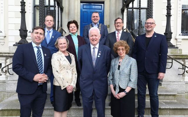 Ireland–Northern Ireland–US National Cancer Institute Cancer Consortium group gather at a bi-lateral summit in Dublin at a welcome reception hosted by the Lord Mayor of Dublin (at the time) Daithí de Róiste. 