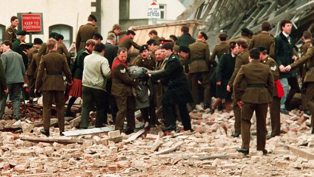 The aftermath of the IRA bombing of Enniskillen, in County Fermanagh, in 1987.