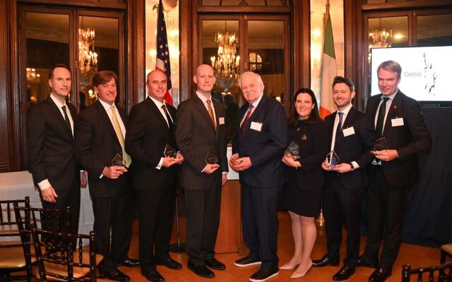Chair of IrishCentral and the honorees, including Bruce Morrison, at the 2024 Legal Elite Awards.