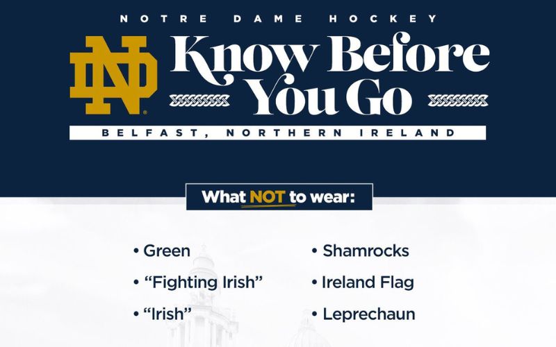No green? Notre Dame Hockey apologizes for 'offensive' Belfast guidelines