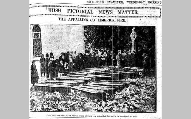 The Cork Examiner\'s report on the 1926 Drumcollogher cinema fire, in Limerick.