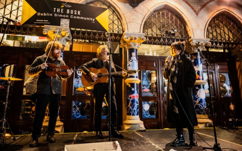The Coronas lead annual Christmas charity busk in Dublin city