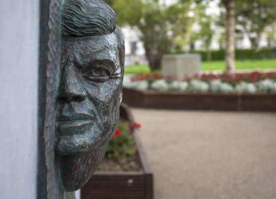 A profile shot of the JFK Memorial in Galway\'s Eyre Square. 