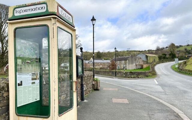 Eircom Telephone Box being used as a Tourist Information Hub in Hollywood Village in County Wicklow