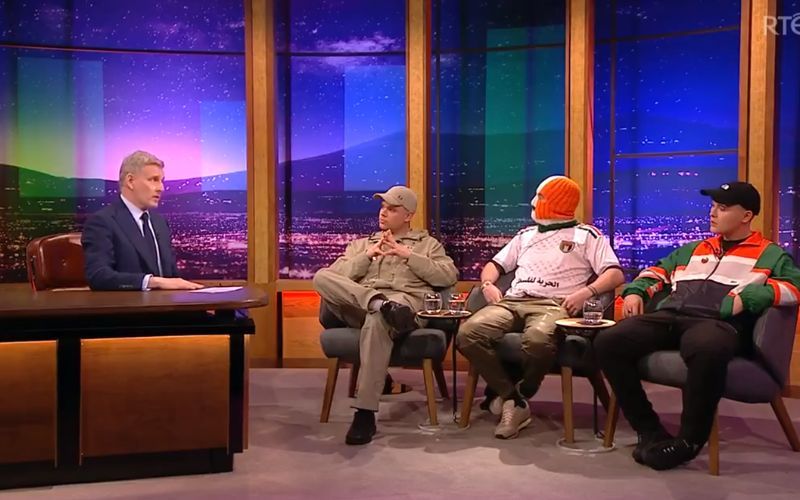Kneecap sport pro-Palestinian badges on "Late Late Show" despite promising not to