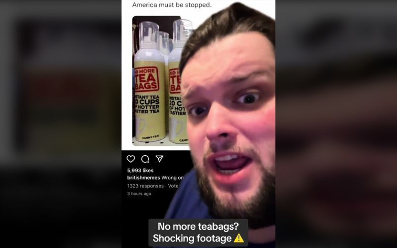 WATCH: Irish comedian hilariously horrified by “No More Tea Bags” aerosol spray