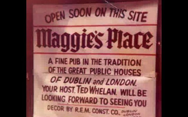 An original Maggie\'s Place sign from 1974. 
