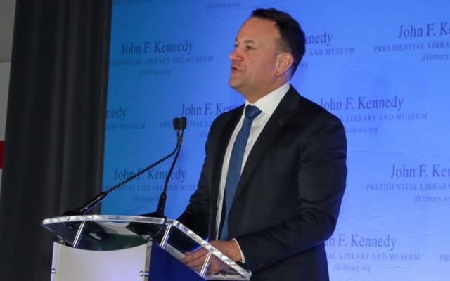 March 11, 2023: Taoiseach Leo Varadkar delivers a keynote address at the John F. Kennedy Presidential Library and Museum in Boston, Massachusetts. 