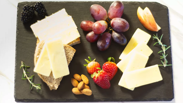 A cheese board created using Irish cheddar cheese.