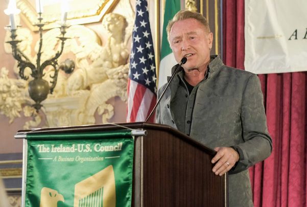Michael Flatley accepting the award for Outstanding Achievement in the Performing Arts Award from the Ireland US Council.