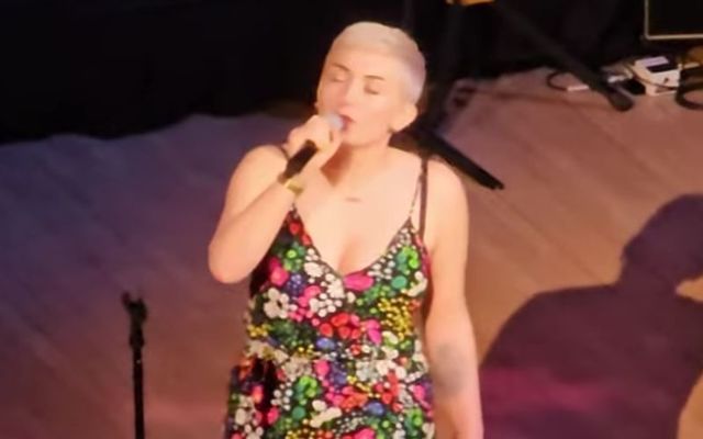 Róisín Waters on stage at Carnegie Hall singing Sinéad O\'Connor\'s \"Nothing Compares 2 U.\"