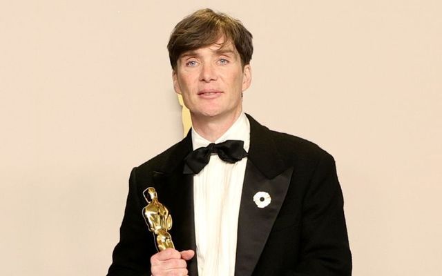March 10, 2024: Cillian Murphy, wearing Atelier Versace, poses in the press room after winning the Best Actor in a Leading Role award for \"Oppenheimer\" during the 96th Annual Academy Awards at Ovation Hollywood in Hollywood, California.