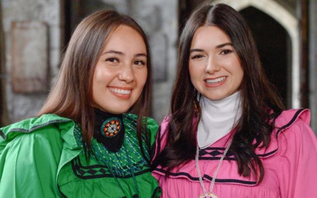 Choctaw-Ireland Scholars Skylee Glass (L) and Aurianna Jewell Joines (R) who graduated from UCC on the first day of the university’s spring conferring ceremonies.