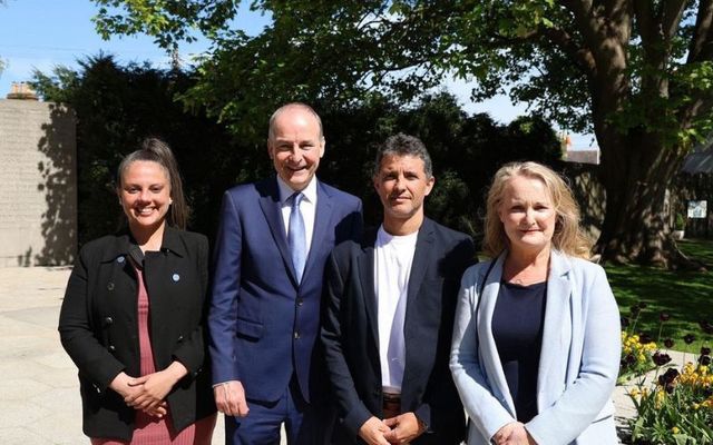 Isabel Oliveira (L), Micheál Martin, Caio Benicio, and Anne-Marie Connolly (R). 