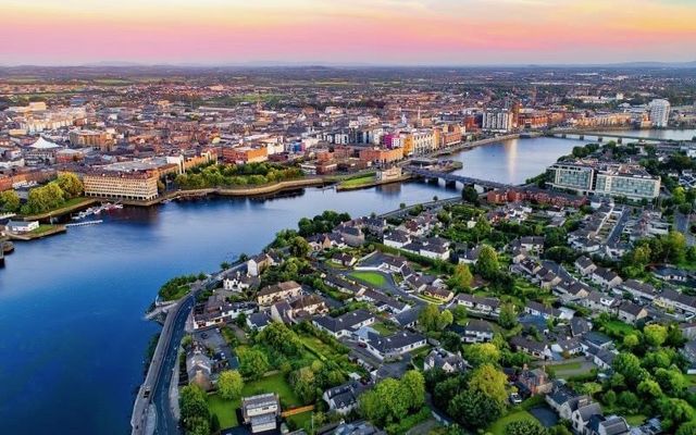 Aerial view of Limerick City, County Limerick, Ireland.