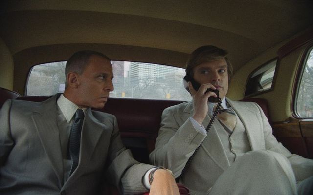 Jeremy Strong as Roy Cohn and Sebastian Stan as Donald Trump in the upcoming film \"The Apprentice\". 
