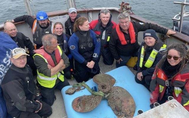 Members of the Blackwater Sub-aqua Club and Mizen Archaeology who rescued the World War I German sub propeller.