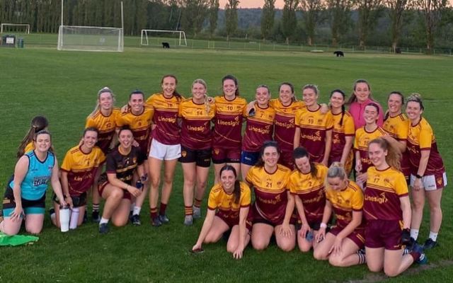 St Finnian’s Vancouver GAA\'s Senior Ladies team pose -- a safe distance away from the \"lively looking bears\" who invaded their pitch!