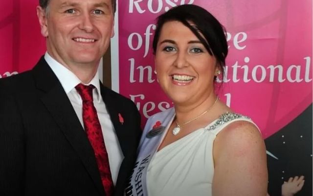 Rose of Tralee host, Daithi O\'Se and Dorothy Moriarty Henggeler.