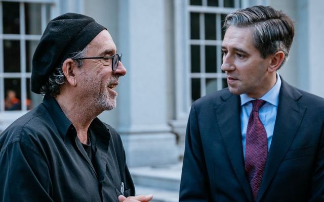 July 2, 2024: (L to R) Tim Burton, the director of Netflix\'s \"Wednesday,\" with Taoiseach Simon Harris.